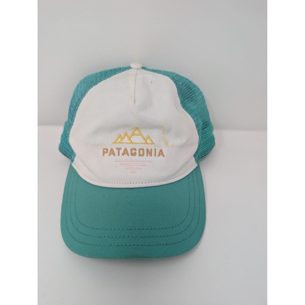 Patagonia Women's Teal & White Mountain Scene Trucker Hat Snapback - Picture 11 of 11